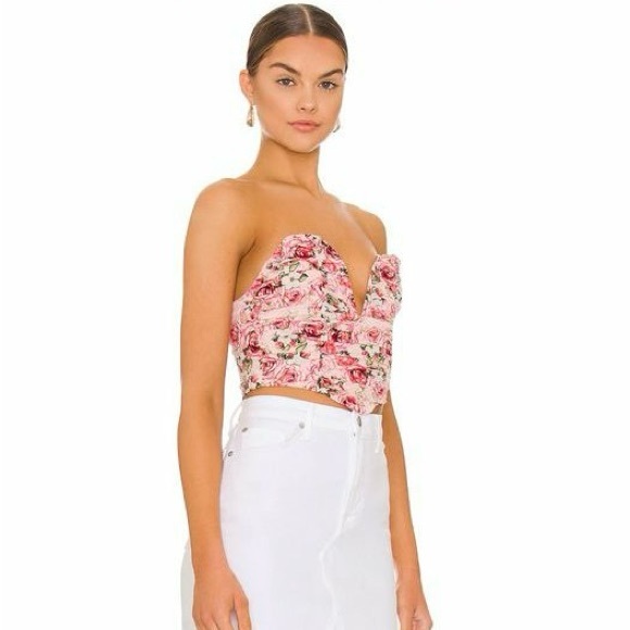 Revolve MORE TO COME Sienna Floral Ruched Top Size S - Picture 2 of 4